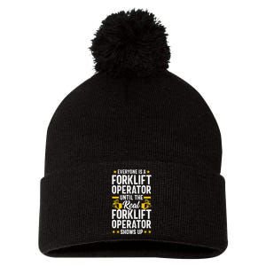 Everyone is a Forklift Operator Truck Driver Funny Tee Pom Pom 12in Knit Beanie