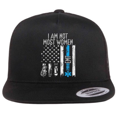 Emt I Am Nost Most Women Ambulance Healthcare Paramedic Flat Bill Trucker Hat