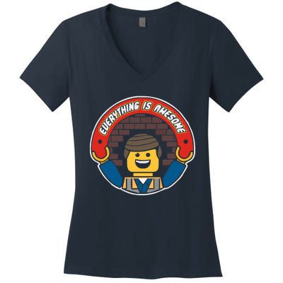 Everything Is Awesome Mens Funny Lego Women's V-Neck T-Shirt