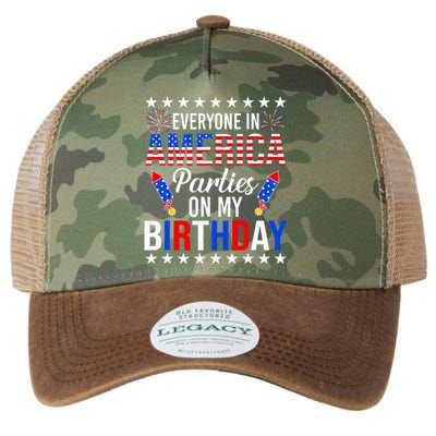 Everyone In America Parties On My Birthday 4th Of July Legacy Tie Dye Trucker Hat