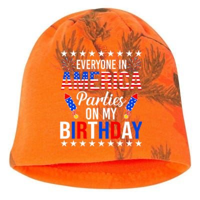 Everyone In America Parties On My Birthday 4th Of July Kati - Camo Knit Beanie