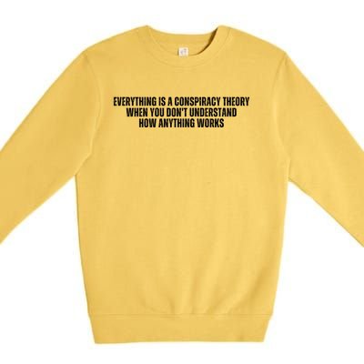 Everything Is A Conspiracy Theory When You Dont Understand How Anything Works Premium Crewneck Sweatshirt