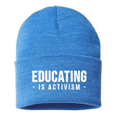 Educating Is Activism Feminist Social Justice Teacher Gifts Sustainable Knit Beanie