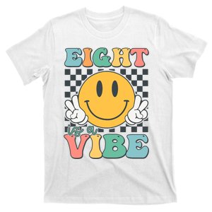 Eight Is A Vibe 8th Birthday Smile Face Hippie Boy Girl Kids T-Shirt