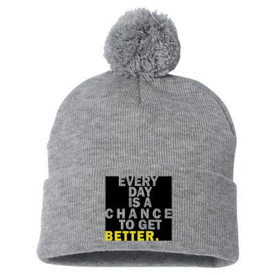 Everyday Is A Change To Get Better Pom Pom 12in Knit Beanie