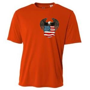 Eagle In American USA Flag Pocket Cooling Performance Crew T-Shirt