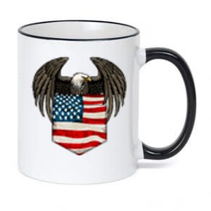 Eagle In American USA Flag Pocket 11oz Black Color Changing Mug