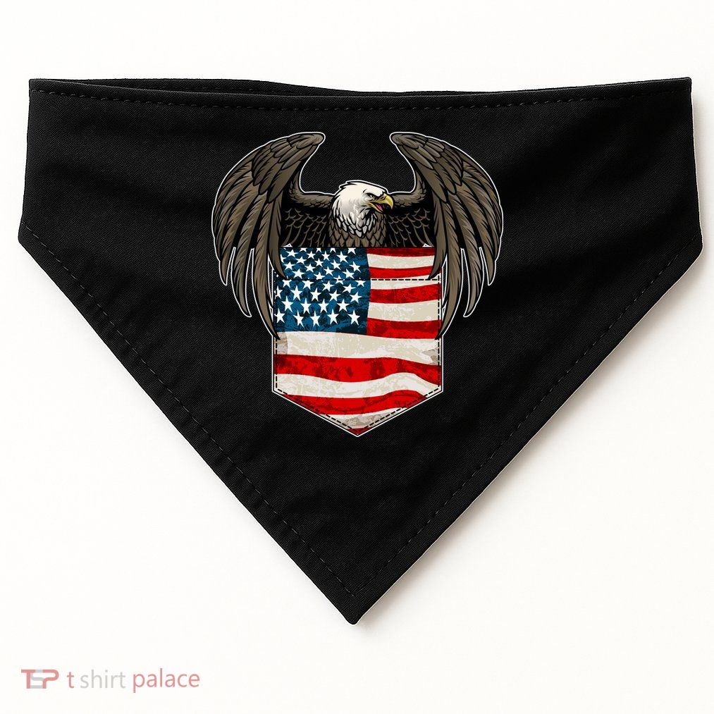 Eagle In American USA Flag Pocket USA-Made Doggie Bandana