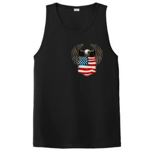 Eagle In American USA Flag Pocket PosiCharge Competitor Tank