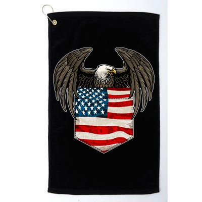 Eagle In American USA Flag Pocket Golf Towel