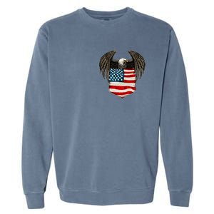 Eagle In American USA Flag Pocket Garment-Dyed Sweatshirt