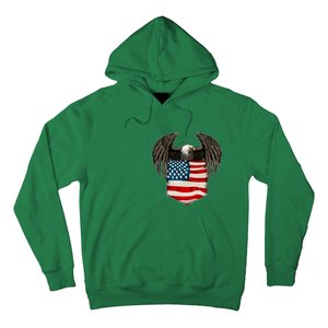 Eagle In American USA Flag Pocket Hoodie