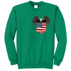 Eagle In American USA Flag Pocket Sweatshirt