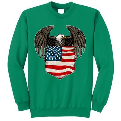 Eagle In American USA Flag Pocket Sweatshirt