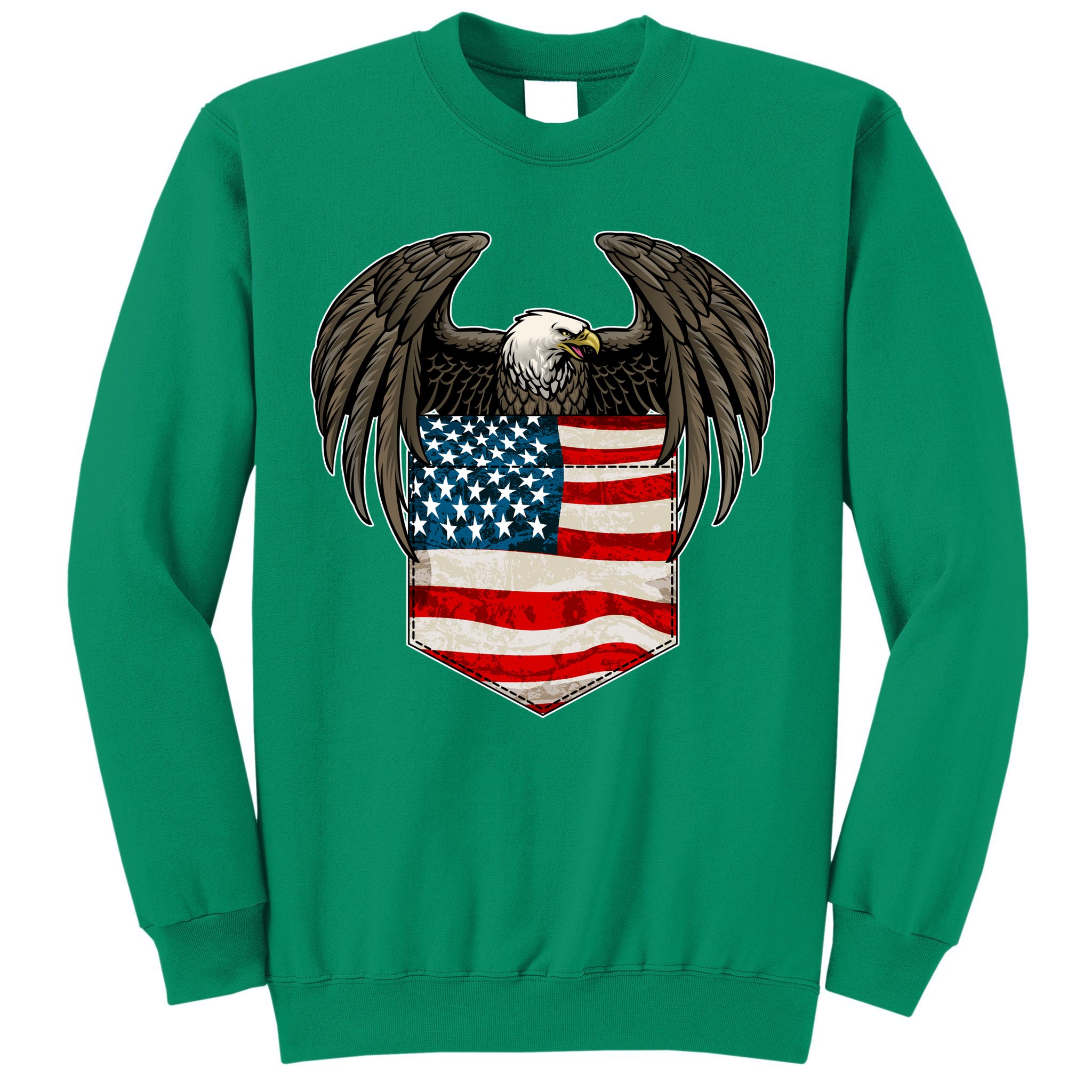 Eagle In American USA Flag Pocket Sweatshirt