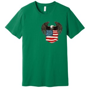 Eagle In American USA Flag Pocket Premium T-Shirt