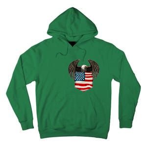 Eagle In American USA Flag Pocket Tall Hoodie