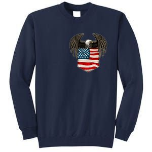 Eagle In American USA Flag Pocket Tall Sweatshirt