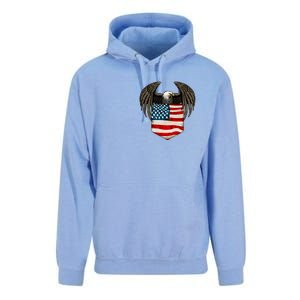 Eagle In American USA Flag Pocket Unisex Surf Hoodie