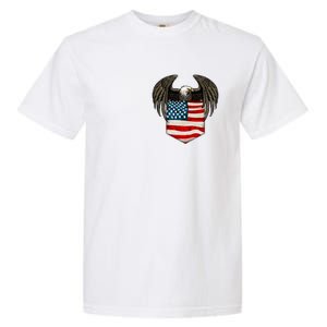 Eagle In American USA Flag Pocket Garment-Dyed Heavyweight T-Shirt