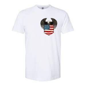 Eagle In American USA Flag Pocket Softstyle CVC T-Shirt