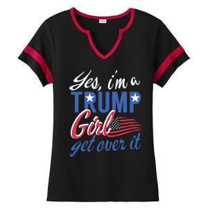 Es IM A Trump Girl Get Over It Fan Usa Supporter Gift Ladies Halftime Notch Neck Tee