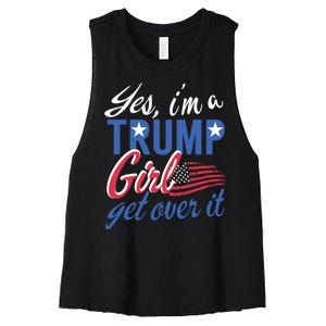 Es IM A Trump Girl Get Over It Fan Usa Supporter Gift Women's Racerback Cropped Tank