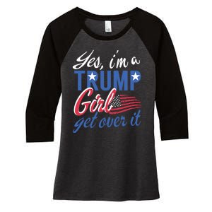 Es IM A Trump Girl Get Over It Fan Usa Supporter Gift Women's Tri-Blend 3/4-Sleeve Raglan Shirt