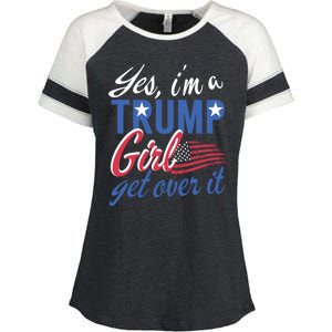 Es IM A Trump Girl Get Over It Fan Usa Supporter Gift Enza Ladies Jersey Colorblock Tee