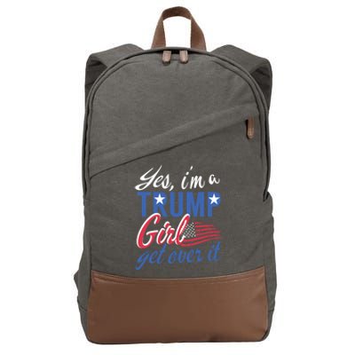 Es IM A Trump Girl Get Over It Fan Usa Supporter Gift Cotton Canvas Backpack