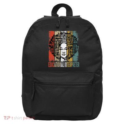 Educational Interpreter Afro African Black History Month 16 in Basic Backpack