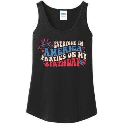 Everyone In America Parties On My Birthday 4th Of July Ladies Essential Tank