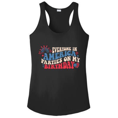 Everyone In America Parties On My Birthday 4th Of July Ladies PosiCharge Competitor Racerback Tank