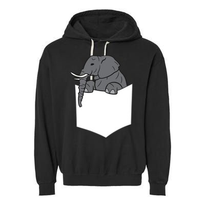 Elephant In A Pocket Funny Pocket Elephant Garment-Dyed Fleece Hoodie