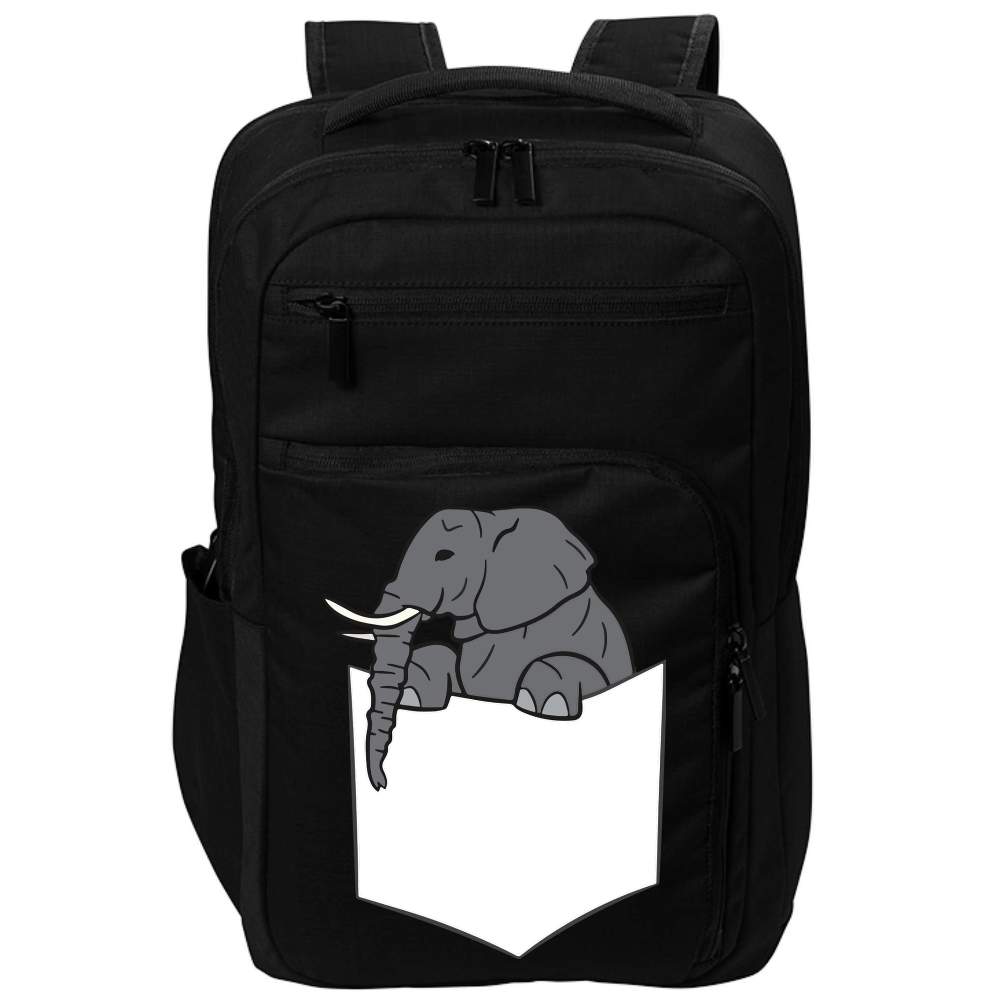 Elephant In A Pocket Funny Pocket Elephant Impact Tech Backpack