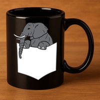 Elephant In A Pocket Funny Pocket Elephant 11oz C Handle Ceramic Mug