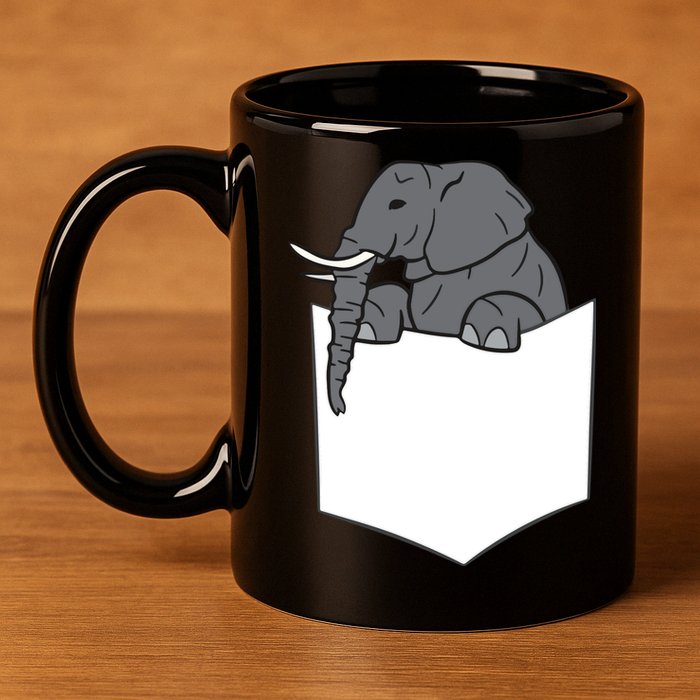 Elephant In A Pocket Funny Pocket Elephant 11oz C Handle Ceramic Mug