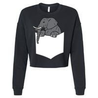 Elephant In A Pocket Funny Pocket Elephant Cropped Pullover Crew