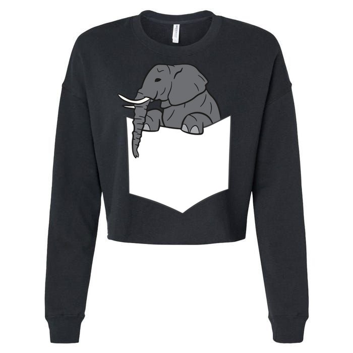 Elephant In A Pocket Funny Pocket Elephant Cropped Pullover Crew