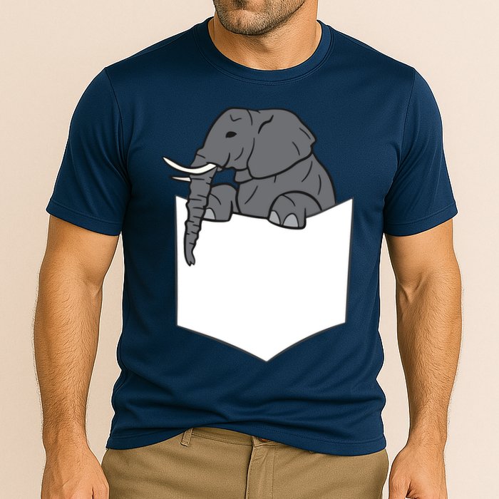 Elephant In A Pocket Funny Pocket Elephant Cooling Performance Crew T-Shirt