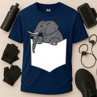 Elephant In A Pocket Funny Pocket Elephant Cooling Performance Crew T-Shirt