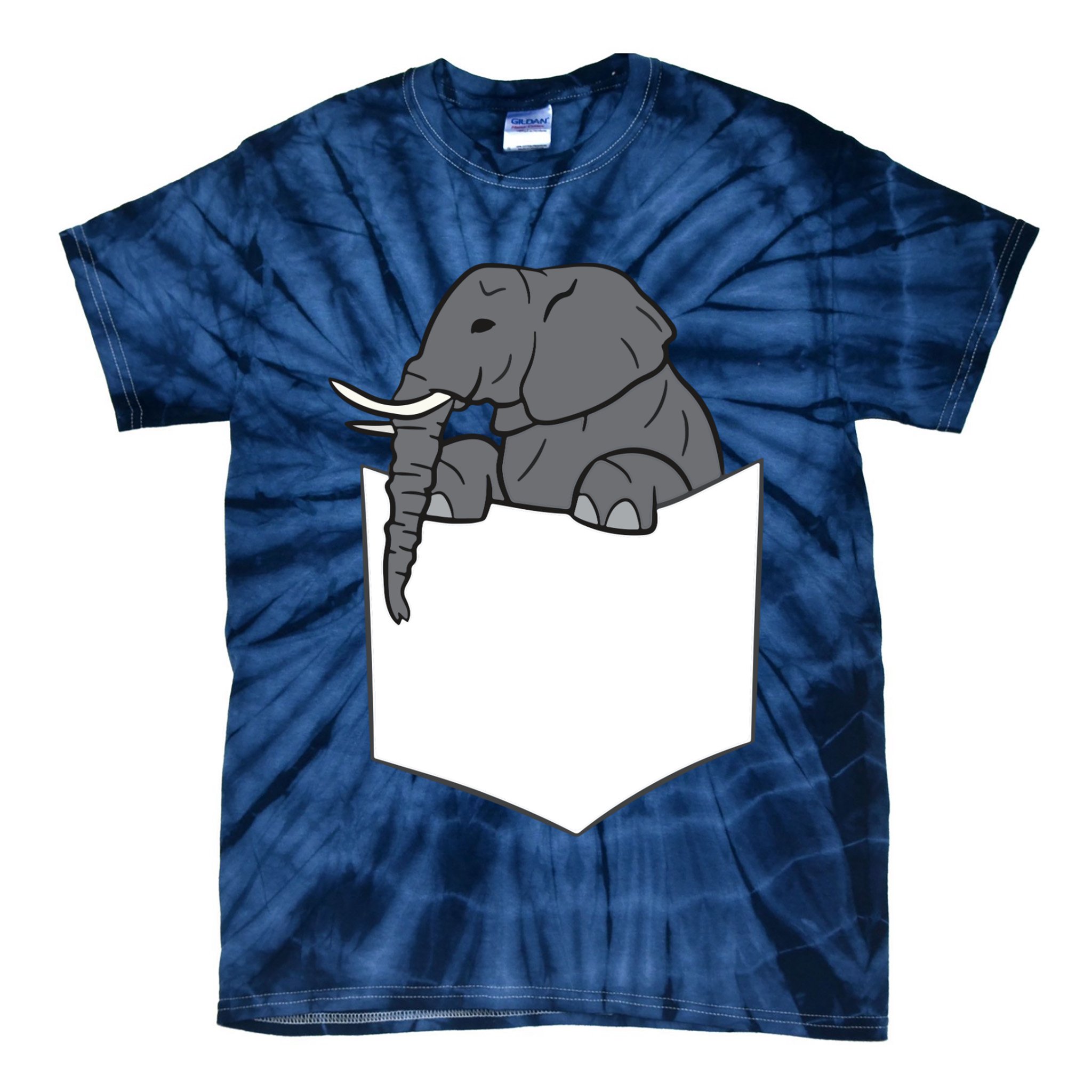 Elephant In A Pocket Funny Pocket Elephant Tie-Dye T-Shirt