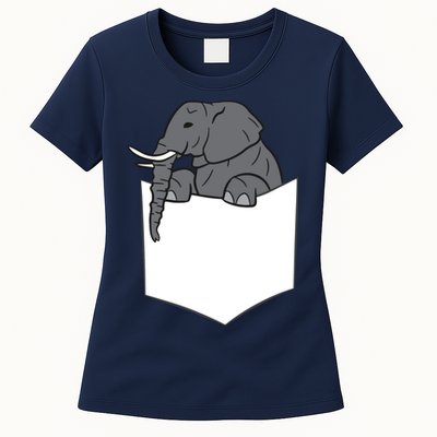 Elephant In A Pocket Funny Pocket Elephant Womens T-Shirt