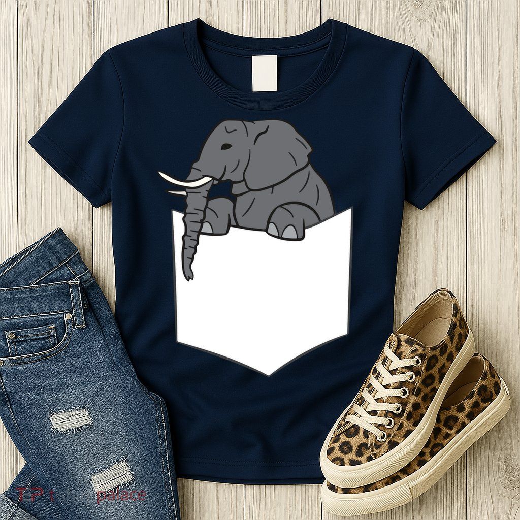 Elephant In A Pocket Funny Pocket Elephant Womens T-Shirt