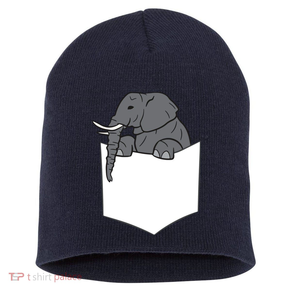 Elephant In A Pocket Funny Pocket Elephant Short Acrylic Beanie