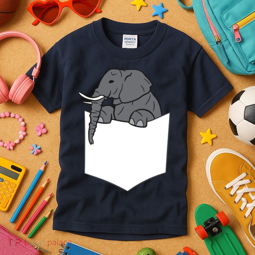 Elephant In A Pocket Funny Pocket Elephant Kids T-Shirt