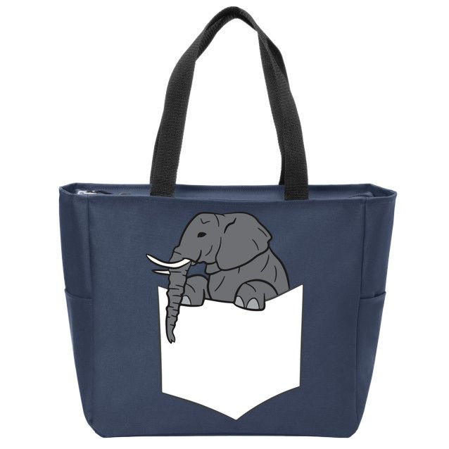 Elephant In A Pocket Funny Pocket Elephant Zip Tote Bag