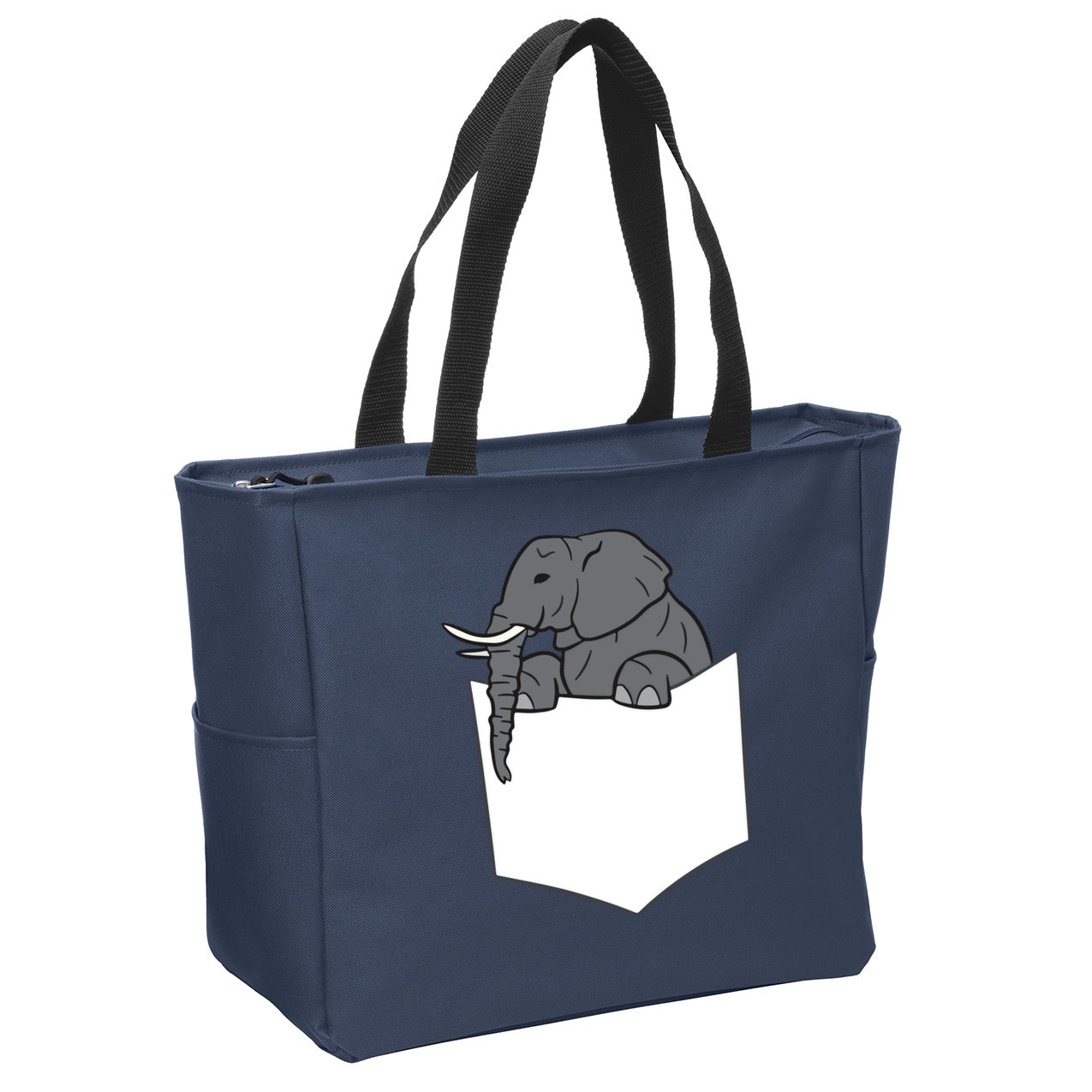Elephant In A Pocket Funny Pocket Elephant Zip Tote Bag