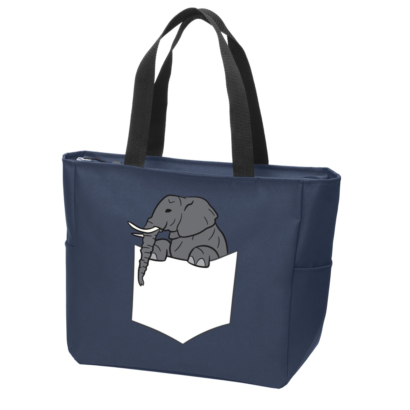 Elephant In A Pocket Funny Pocket Elephant Zip Tote Bag