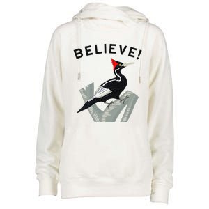 Endangered Ivory Billed Woodpecker Womens Funnel Neck Pullover Hood